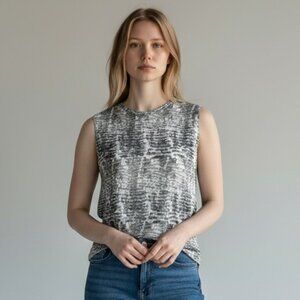 LNA Sleeveless Zebra Print Top Size S – Black Gray White Animal Pattern Tank